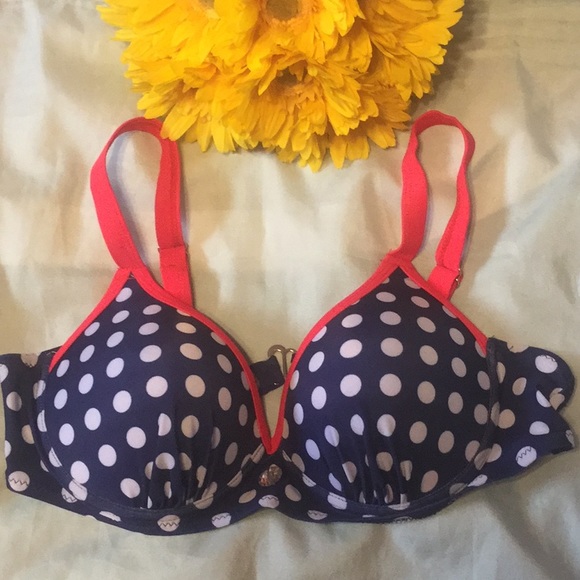 NAVY BLUE MOLDED CUP BIKINI WITH WHITE POLKA DOTS - Picture 5 of 8